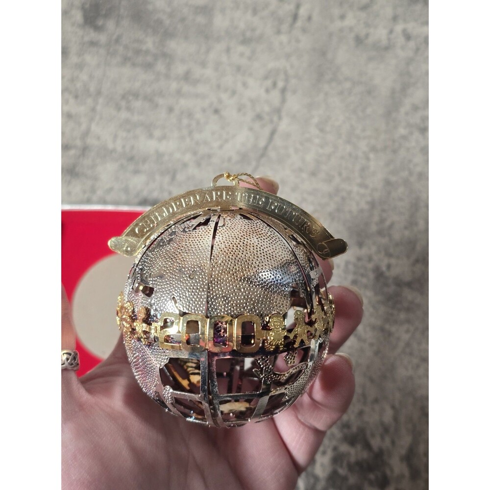 Wallace Silversmiths 2000 Millennium Globe Children are the Future Ornament Y2K